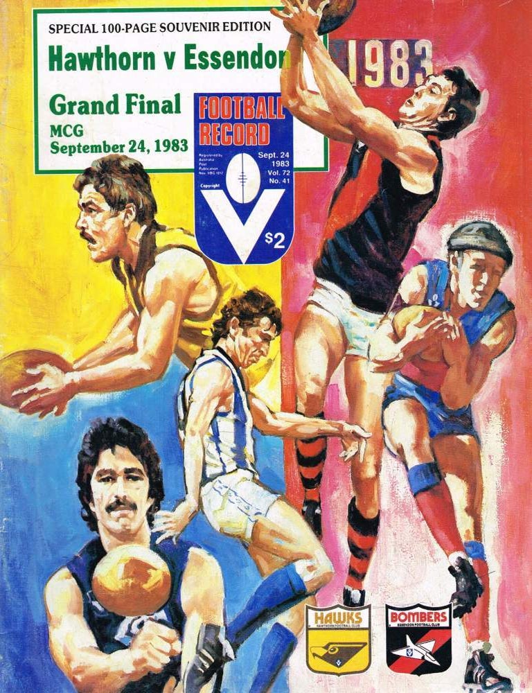 Item #123958 THE FOOTBALL RECORD VOL. 72 NO. 41: 1983 HAWTHORN V ESSENDON GRAND FINAL. MCG September 24, 1983.
