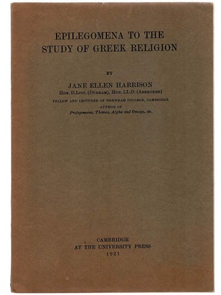Item #133662 EPILEGOMENA TO THE STUDY OF GREEK RELIGION. Jane Ellen HARRISON